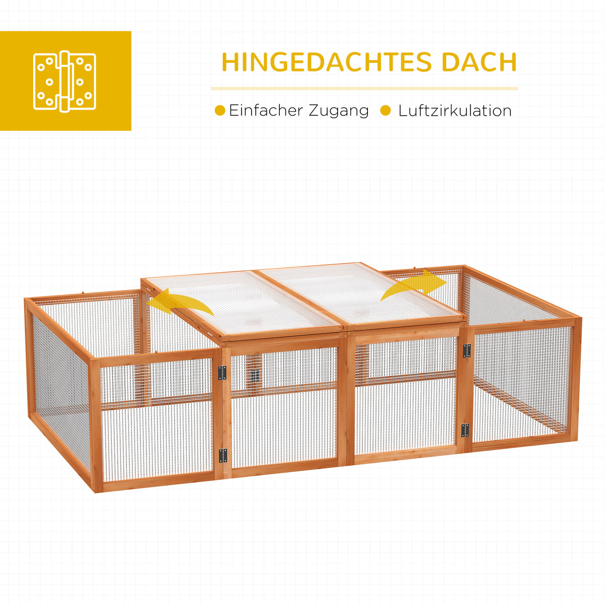 PawHut Kleintierstall Kleintiergehege, Freigehege Kleintierkäfig mit Tür, Meerschweinchenstall,  Freilaufgehege, Kleintierhaus aus Tannenholz, Natur 181 x 100 x 48 cm