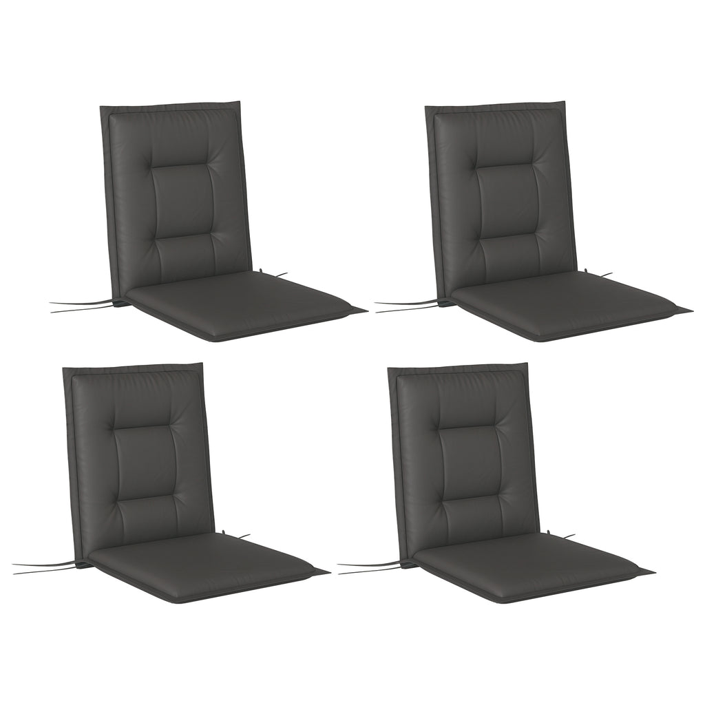 Outsunny 4er Set Sitzkissen 108 x 50 x 5 cm Stuhlkissen mit Bändern, Outdoor Indoor Sitzauflage Dunkelgrau