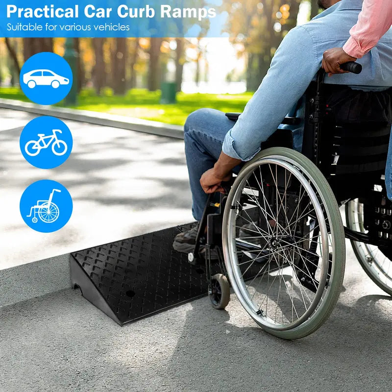 Rubber Curb Ramp Kit – 5-Inch High × 19-Inch Wide Threshold Ramps for Driveways, Sidewalks, and Motorcycles