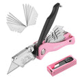 WORKPRO Pink Folding Utility Knife – Quick-Change Razor Blade Cutter with Pink Ribbon Design