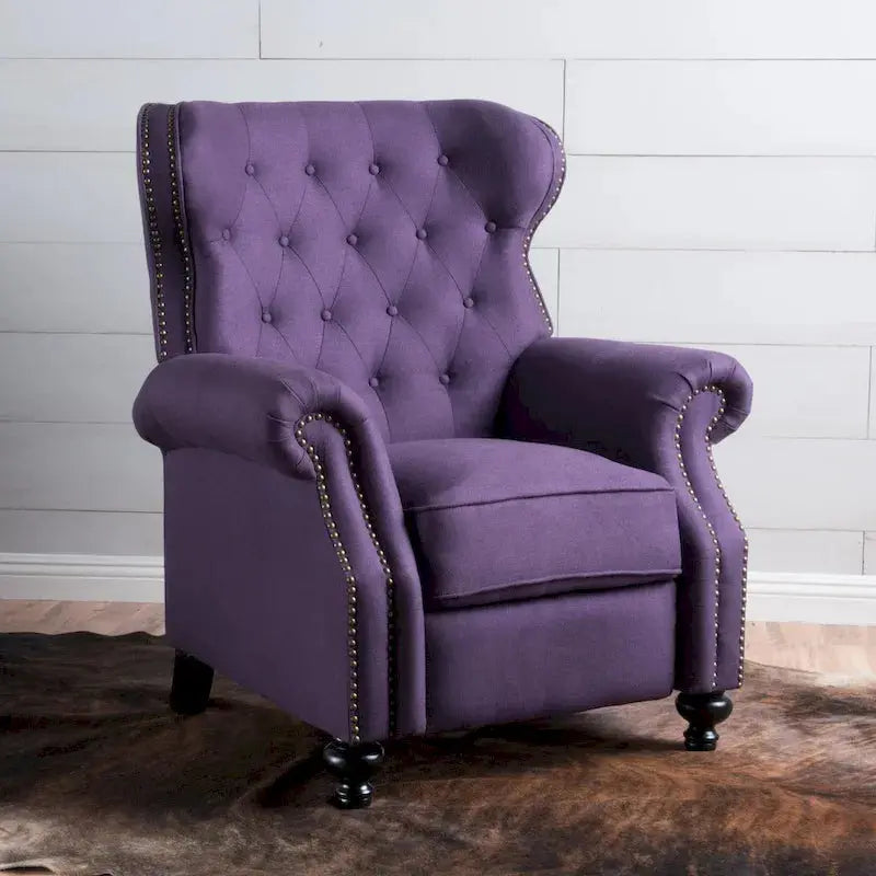Walder Tufted Nailhead-Finish Fabric Recliner by Christopher Knight Home