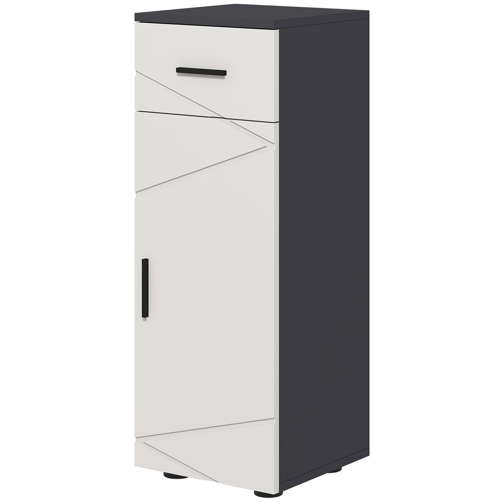 Kleankin Badezimmerschrank aus Spanplatten mit Schublade und 2 Verstellbaren Schrankfächern, 30x30x82 cm, Grau