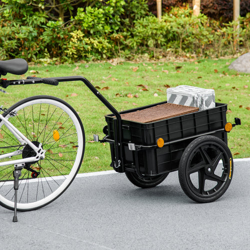 HOMCOM Fahrradanhänger Transportanhänger für Fahrrad 144L x 59B x 80H cm, universelle Anhängestange aus Stahl schwarz grau
