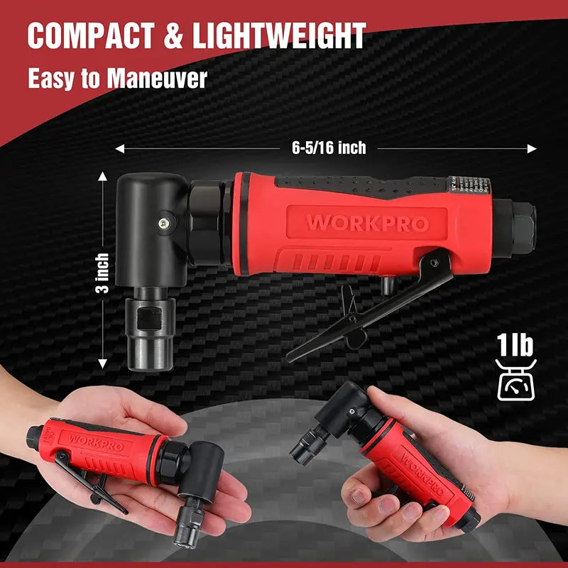 WORKPRO Pneumatic Air Angle Die Grinder – 1/4-Inch Right-Angle Grinding Tool Kit