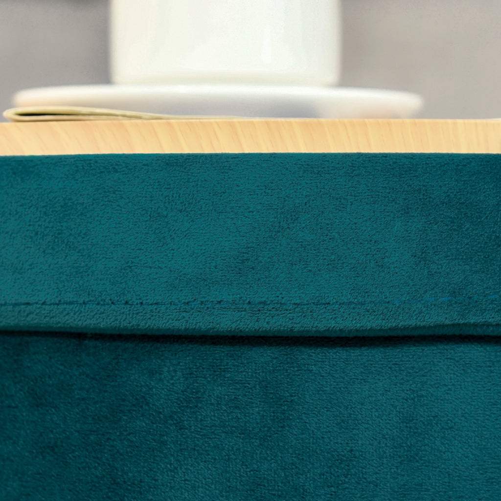 HOMCOM Pouf-Container 2-in-1 mit Hocker- und Tischfunktion, in Holz und Grünem Stoff, Metall mit Goldfinish, 36x36x45cm