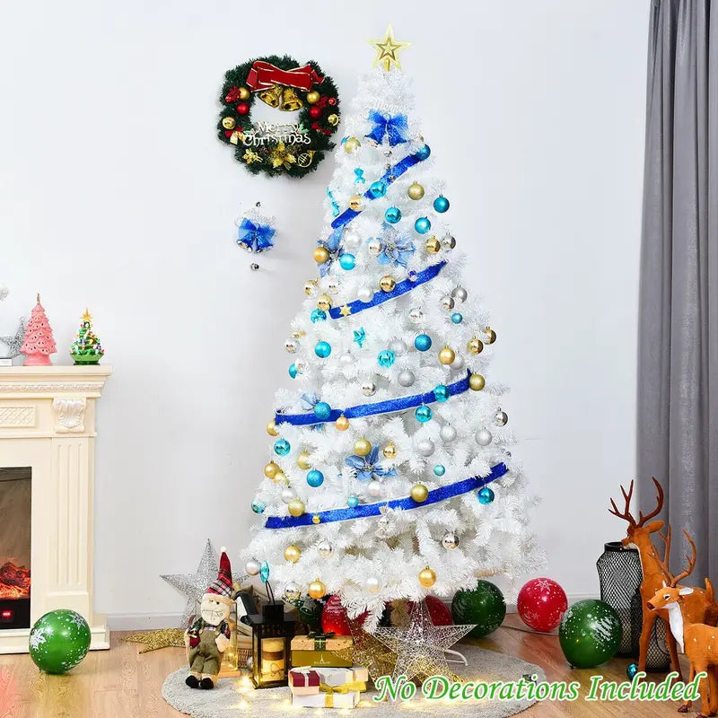White Metal-Legged Christmas Tree – All-Weather Holiday Decor for Indoor and Outdoor Spaces