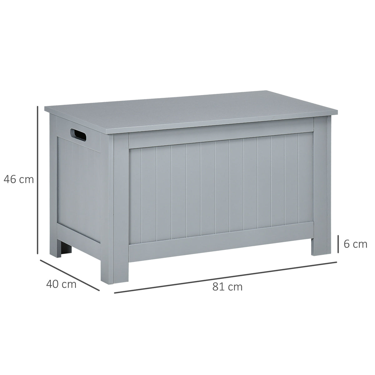 HOMCOM Sitzbank mit Stauraum im Landhausstil, inkl. Sicherheitsscharniere, Truhe, 81 cm x 40 cm x 46 cm, Hellgrau