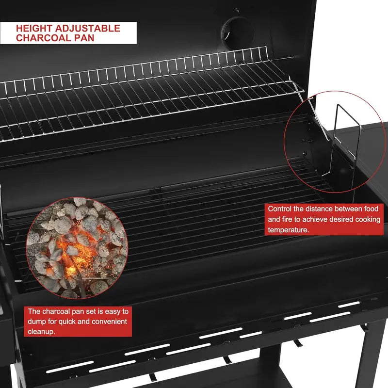 Royal Gourmet CC1830T 30-Inch Barrel Charcoal Grill with Warming Rack & Front Storage Basket – 627 Sq. In. Black BBQ for Outdoor Parties