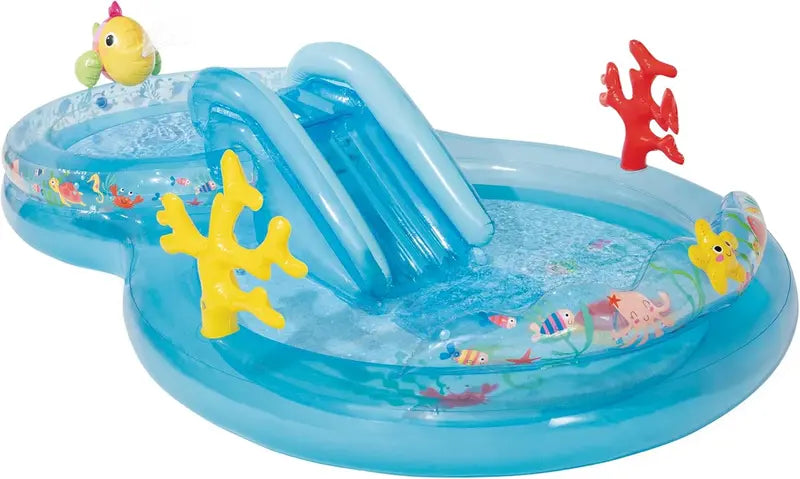 Intex Jungle Adventure Inflatable Play Center – 96″ x 78″ x 28″ Kiddie Splash Pool with Water Slide for Toddlers & Backyard Fun