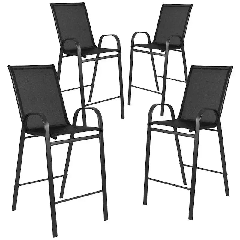 Set of 4 Outdoor Barstools with Flexible Comfort Seats – All-Weather Patio Stool Collection