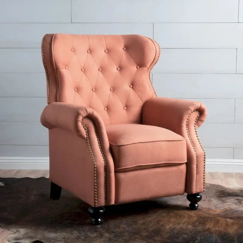 Walder Tufted Nailhead-Finish Fabric Recliner by Christopher Knight Home