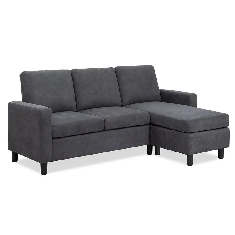 Walsunny L-Shaped Convertible Sectional Sofa – Linen Upholstery, Reversible Ottoman, Space-Saving Design