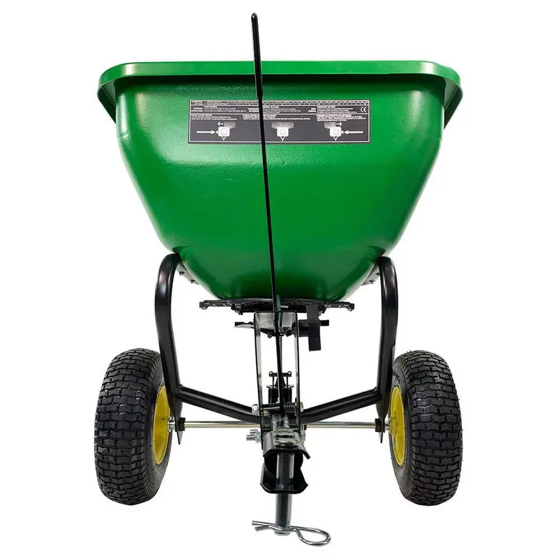 John Deere 175 lb Tow-Behind Broadcast Spreader – Rustproof Poly Hopper, Universal Compatibility