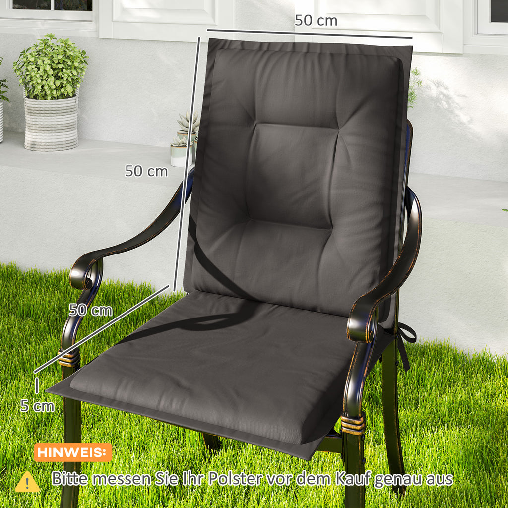 Outsunny 4er Set Sitzkissen 108 x 50 x 5 cm Stuhlkissen mit Bändern, Outdoor Indoor Sitzauflage Dunkelgrau