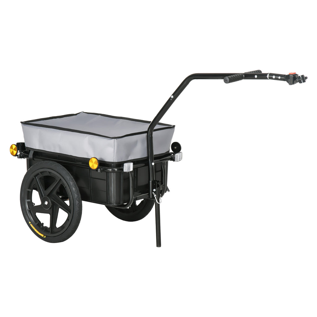 HOMCOM Fahrradanhänger Transportanhänger für Fahrrad 144L x 59B x 80H cm, universelle Anhängestange aus Stahl schwarz grau