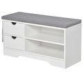 HOMCOM Schuhbank und Schuhschrank mit Sitzkissen Grau 2 Regale und 2 Schubladen MDF 80,5 x 30,5 x 43,5 cm Grau und Weiß