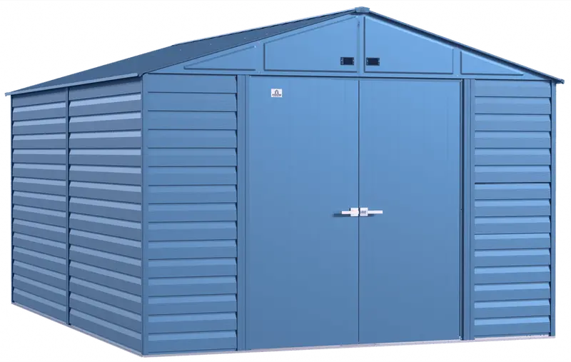 Select Steel 10 ft. x 14 ft. Premium Steel Storage Shed – Durable Blue-Grey Galvanized Construction