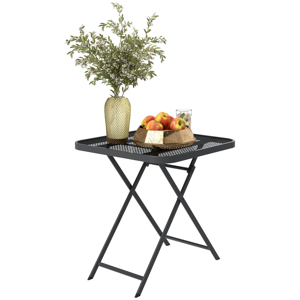 Outsunny Gartentisch klappbar 70 x70 cm, Wetterfest Balkontisch Klapptisch mit Ausschnitt-Design quadrarisch Schwarz