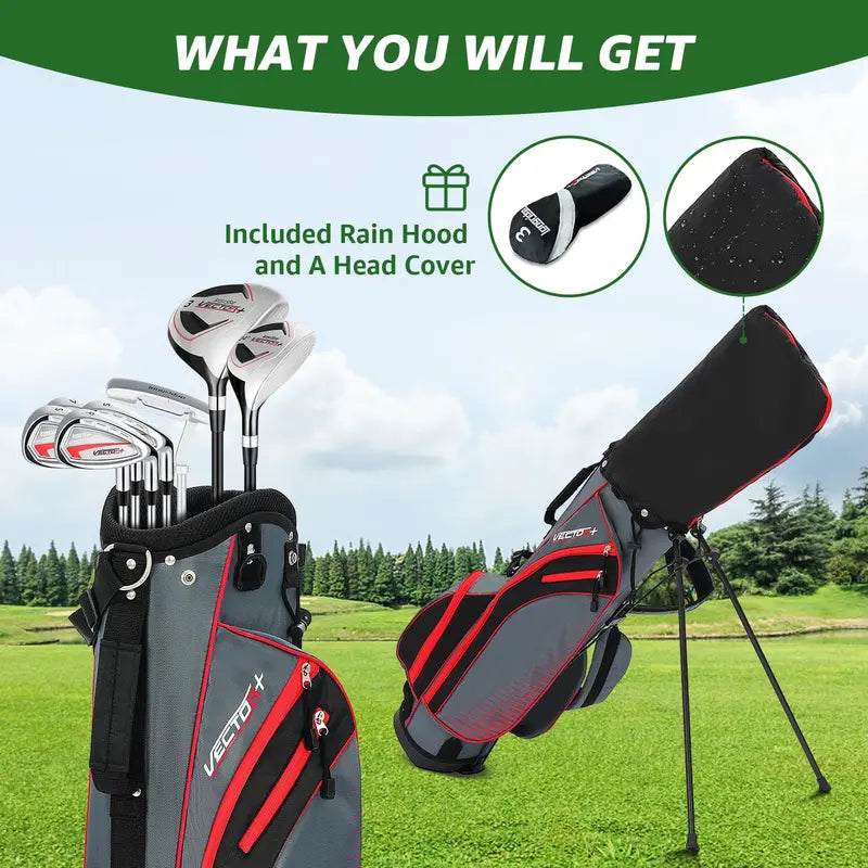 XDriveMax Men's Complete 8-Piece Golf Club Set – Driver, Irons, Putter, and Stand Bag Included