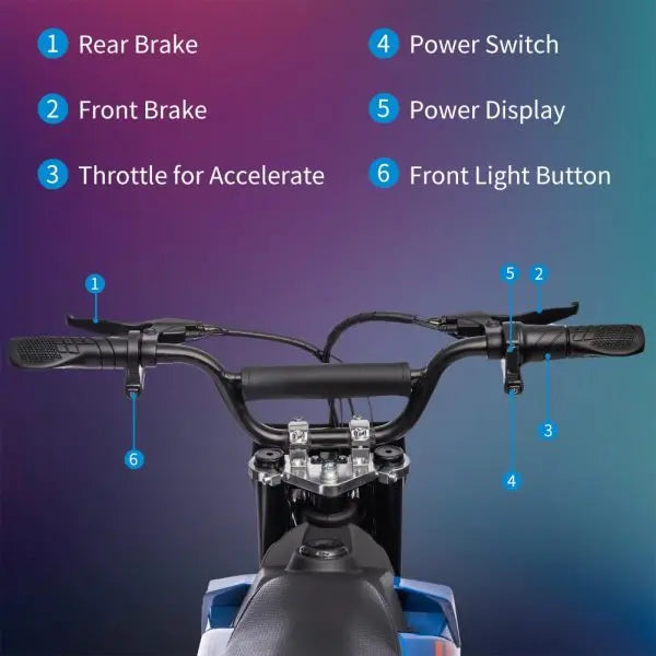 Youth 36V Electric Off-Road Bike – 350W Brushless Motor, 175 lb Capacity, Blue Finish