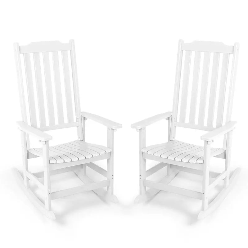 Vrakae 2-Pack All-Weather Rocking Patio Chairs – High-Back Ergonomic Design