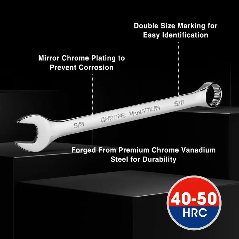 WORKPRO 20-Piece Cr-V Combination Wrench Set – Metric (6–18mm) & SAE (1/4″–3/4″) 12-Point