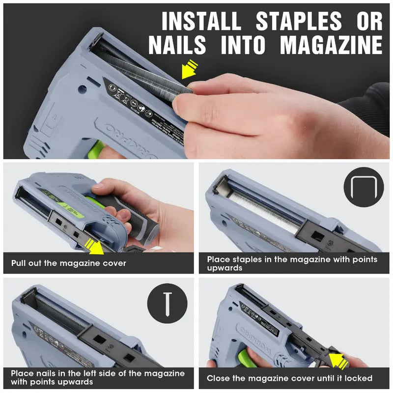 WORKPRO 3.6V Cordless 2-in-1 Staple & Nail Gun – Compact Battery-Powered Fastener Tool