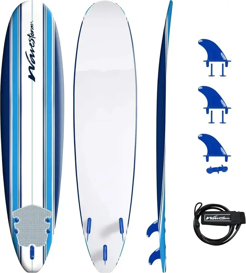 Wavestorm 8ft Foam Surfboard – Wax-Free Soft-Top Longboard for All Skill Levels, Adults & Kids