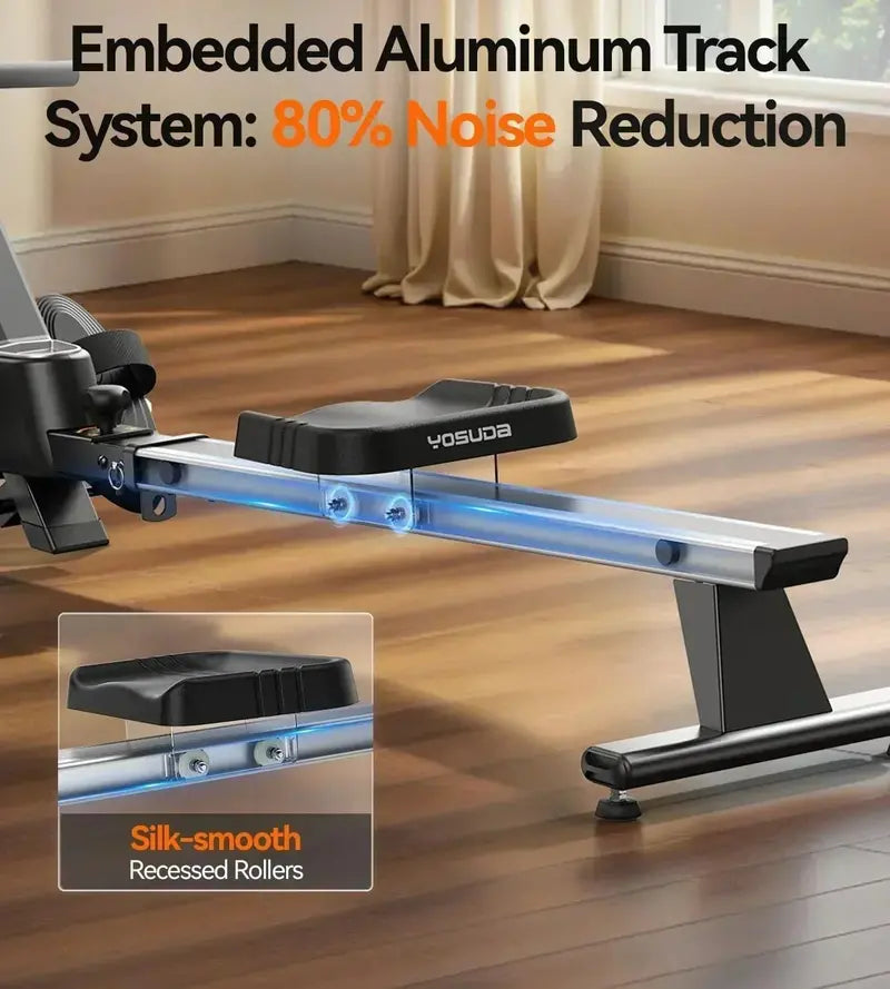 YOSUDA Magnetic/Water-Resistance Rowing Machine – App-Connected & Bluetooth Enabled