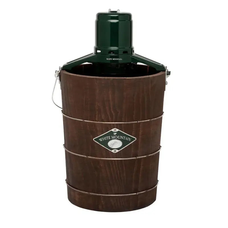 White Mountain 6-Quart Electric Ice Cream Maker – Green & Brown Design, Fully Automatic Churning
