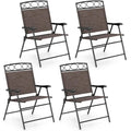 Set of 4 Foldable Outdoor Patio Chairs – Powder-Coated Metal Frame, Armrests & Contoured Back Support