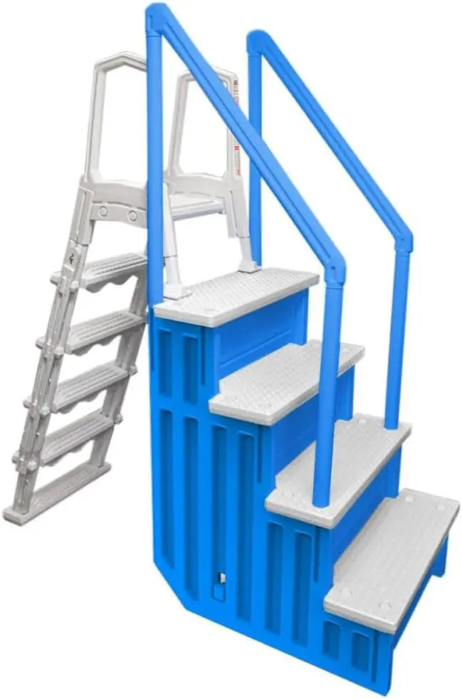 Select Anti-Slip In-Pool Steps – Gray, Deck-Mountable for 48–54″ Above-Ground Pools, 300-Lb Capacity