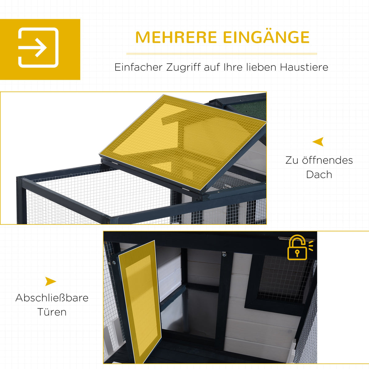 PawHut Kleintierstall mit Freigehege wetterbeständig Tannenholz Grün + Weiß