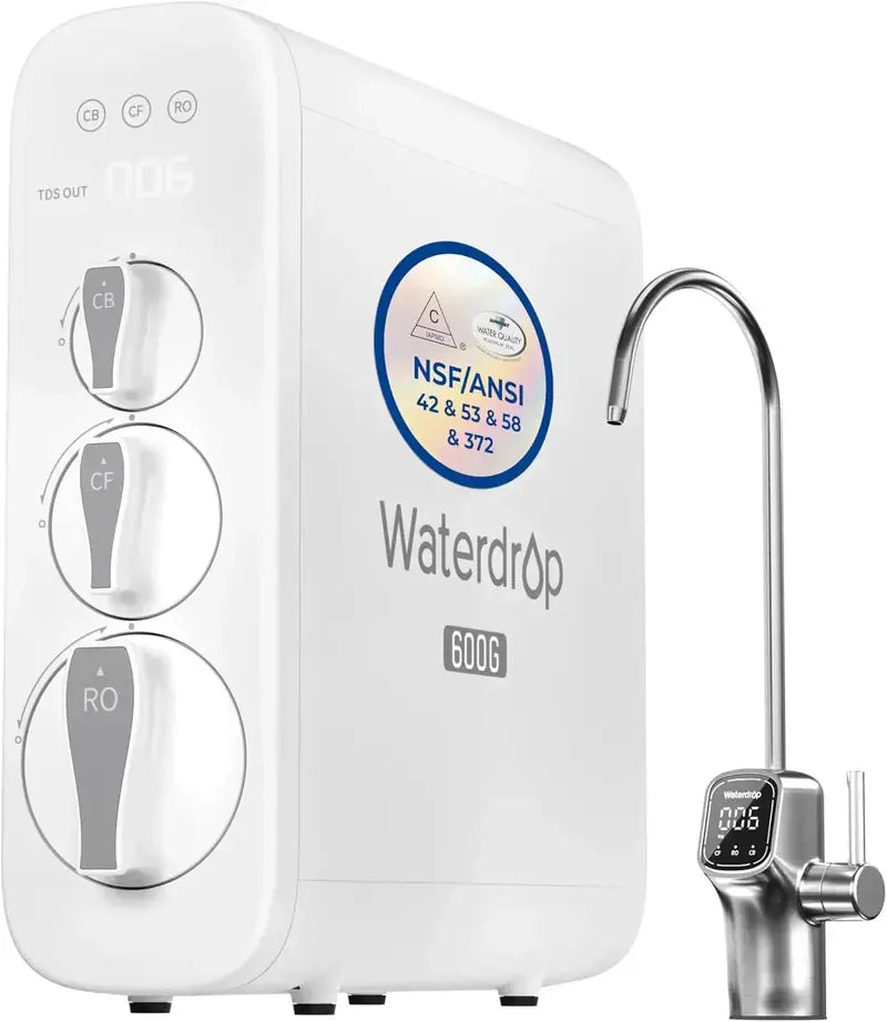 Waterdrop G3P600 Smart RO System with LED-Enabled Intelligent Faucet
