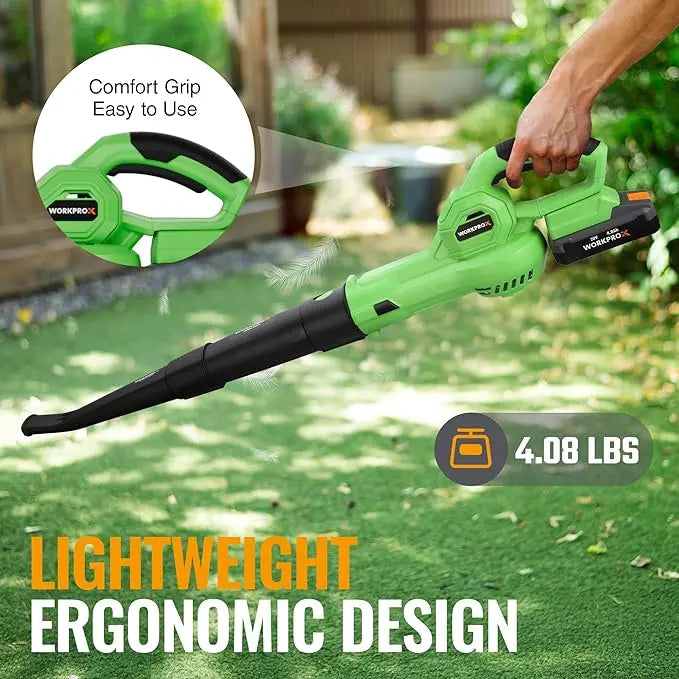 WORKPROX 20V High-Performance Cordless Leaf Blower – 138 MPH Air Speed, 170 CFM, USB-C Charging