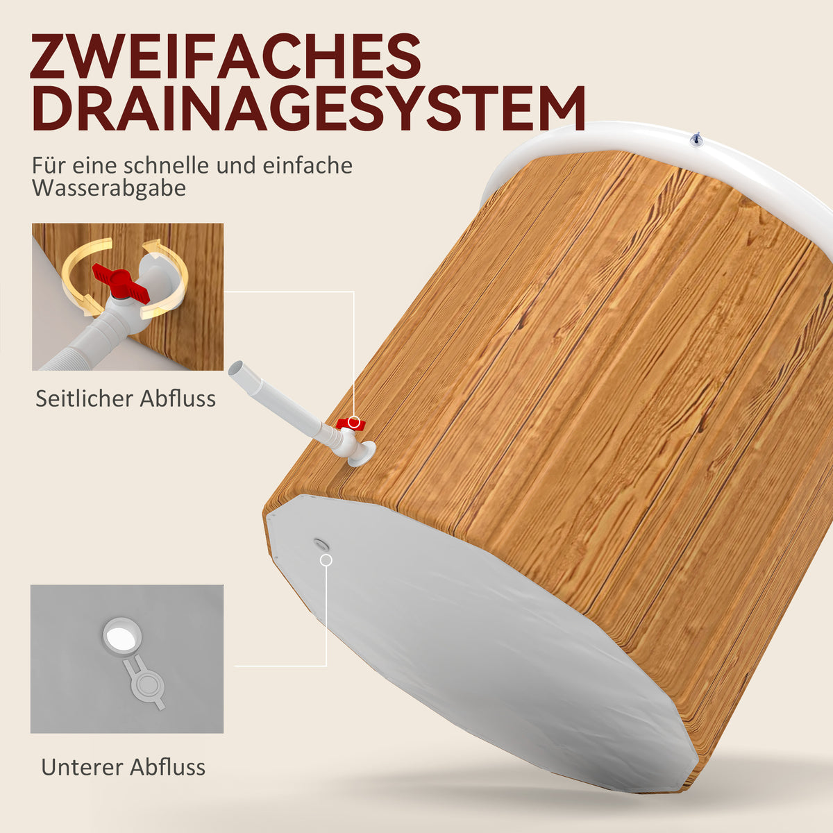 SPORTNOW Eisbadewanne, 300 Liter aufblasbare Eiswanne für Muskelentspannung mit Abdeckung, Tragetasche, Luftpumpe, Braun