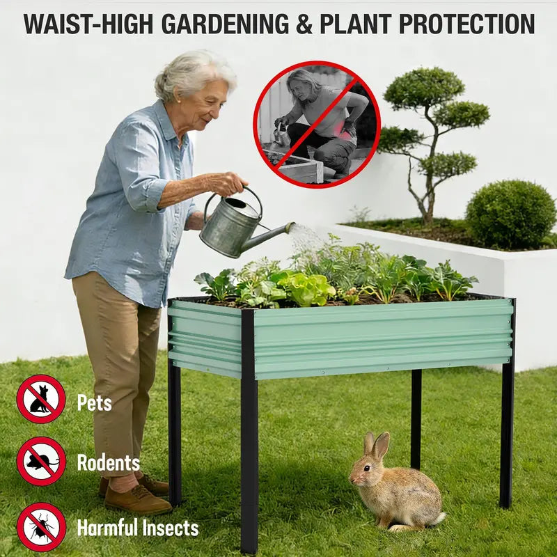 WORKPRO Galvanized Raised Garden Bed – 47.2″ x 23.6″ x 31.5″, 600-LB Elevated Planter with Legs