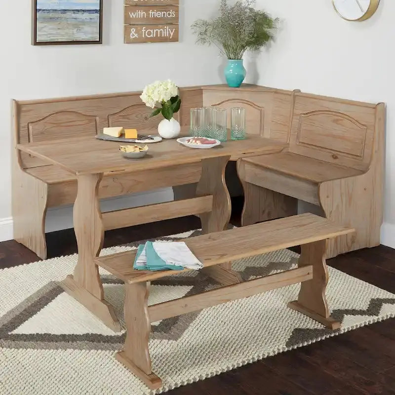 Simple Living Knox Nook 3-Piece Dining Set – Rustic Modern Table and Chairs