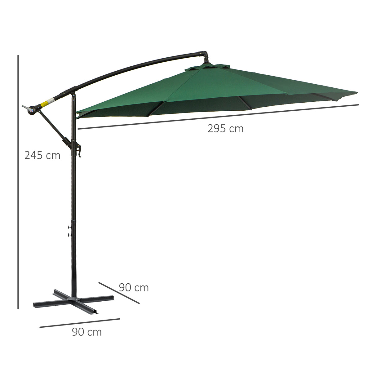 Outsunny Sonnenschirm mit Handkurbel Wetterbeständig 3 m x 3 m x 2,5 m XXL Grün