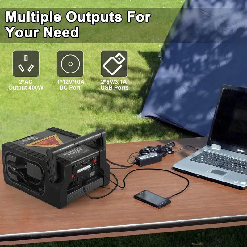ZD-529 All-in-One Portable Power Station – 400W Inverter, 260 PSI Air Compressor, Jump Starter & 12V Charger with Dual AC/DC/USB Outputs