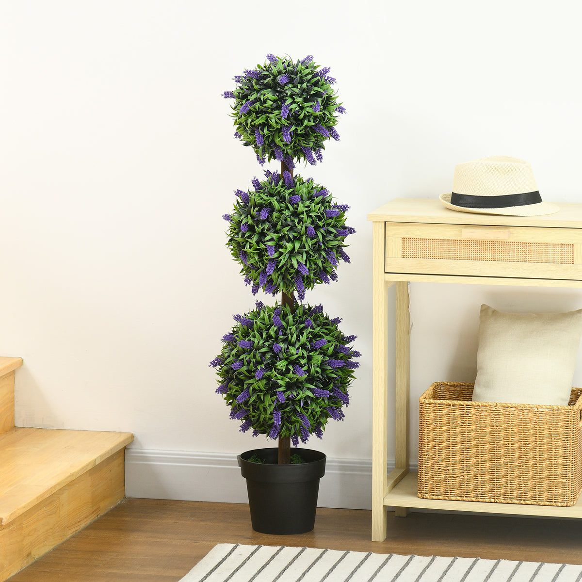 HOMCOM 2er-Set Künstliche Pflanzen, UV-beständige Kunstpflanze im Blumentopf, 110 cm Zimmerpflanze für Wohnzimmer, Garten