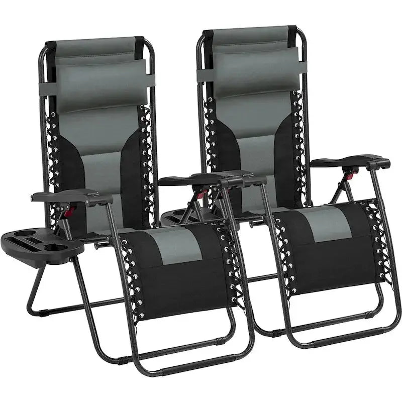 Yaheetech Twin Pack Outdoor Zero Gravity Lounge Chairs – 26-Inch Padded Patio & Camping Seating