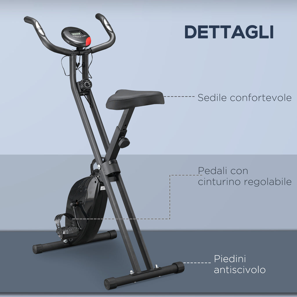HOMCOM Professioneller Heimtrainer mit verstellbarem Widerstand und Höhe, aus Stahl und PP, 41x86x112 cm, Schwarz