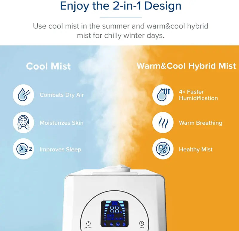 LEVOIT 6L Smart Humidifier – Warm & Cool Mist for Large Bedrooms, Plants & Families with Auto Humidity Sensing