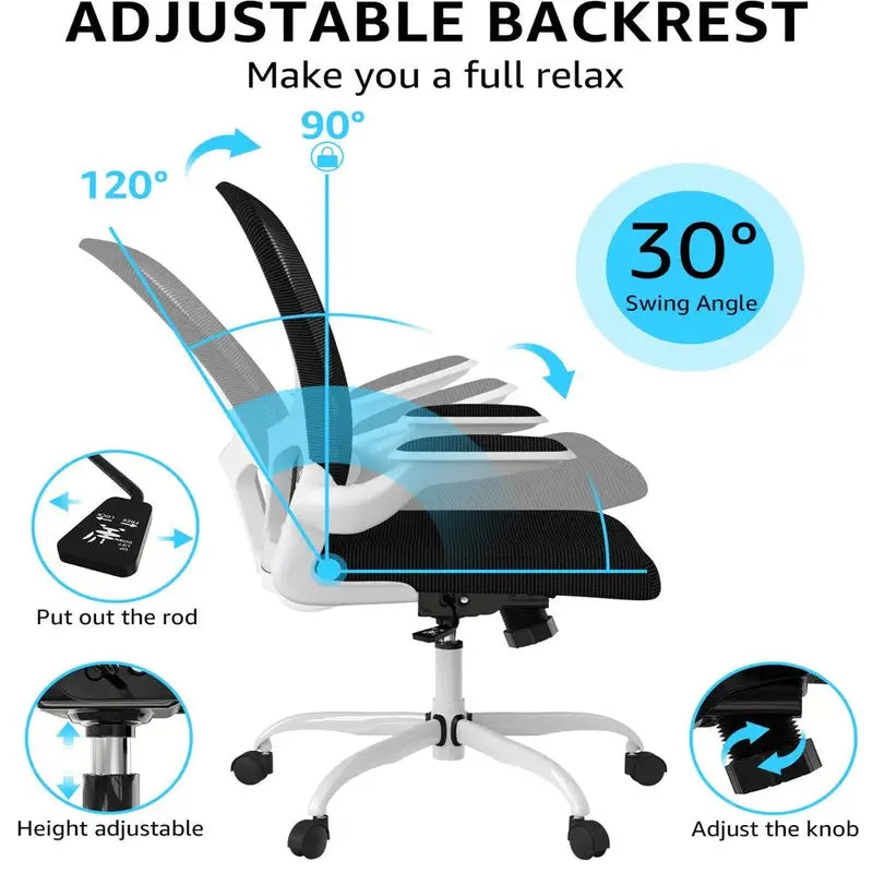Silybon Adjustable Ergonomic Task Chair – Flip-Up Arms & Height Control