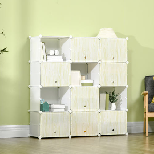 HOMCOM Modulares Platzsparendes Schuhregal, 12 Würfel aus PP-Kunststoff und Stahl, 125x32x125 cm