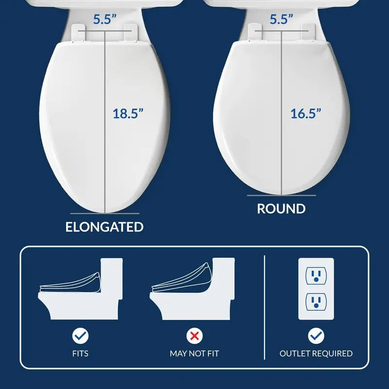 USPA Luxury Electric Bidet Seat – Heated, Self-Cleaning Bidet for Elongated Toilets (White)