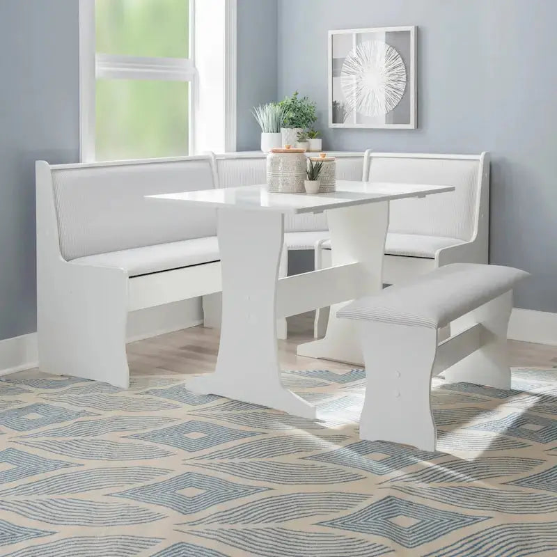 Sedley Farmhouse-Style Nook Dining Set – Compact Dining Ensemble with Integrated Storage Solutions