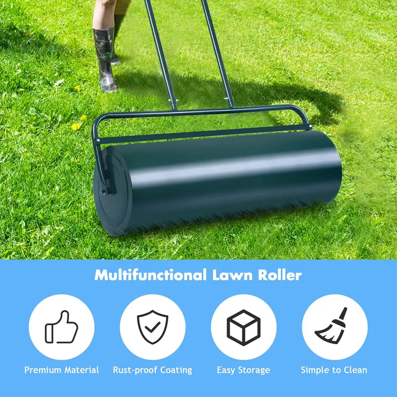 Water-Filled Tow-Behind Lawn Roller for Smooth, Even Grass Surface