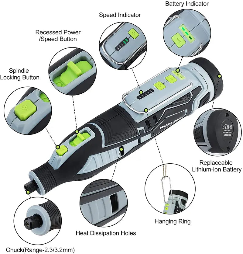 WORKPRO 12V Cordless Rotary Tool Kit – Compact DIY & Craft Engraving Solution